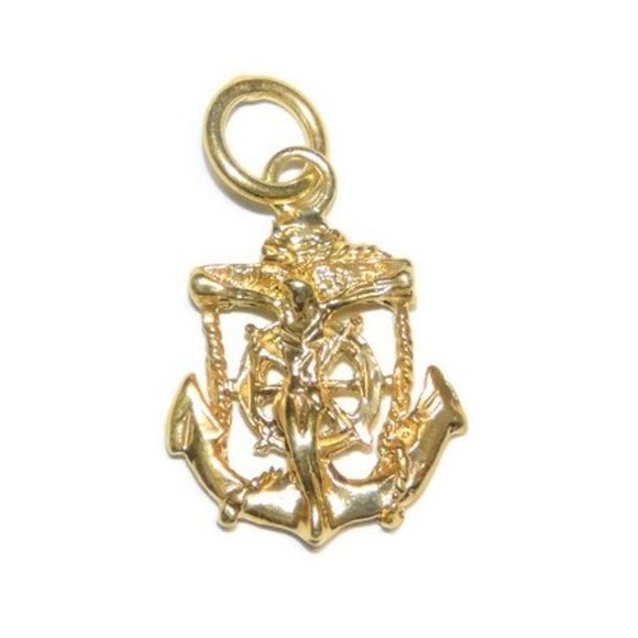 3D Anchor Medium Pendant 14k Yellow Gold